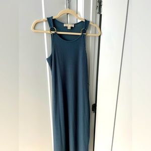 Michael Kors Ribbed Dress in Light Blue